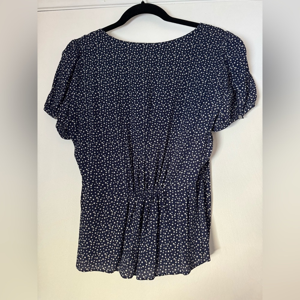 J. Crew Star Print Button Down Keyhole Sleeve Blouse - Picture 5 of 8